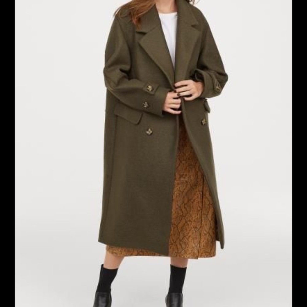 Zara dark olive double breasted coat